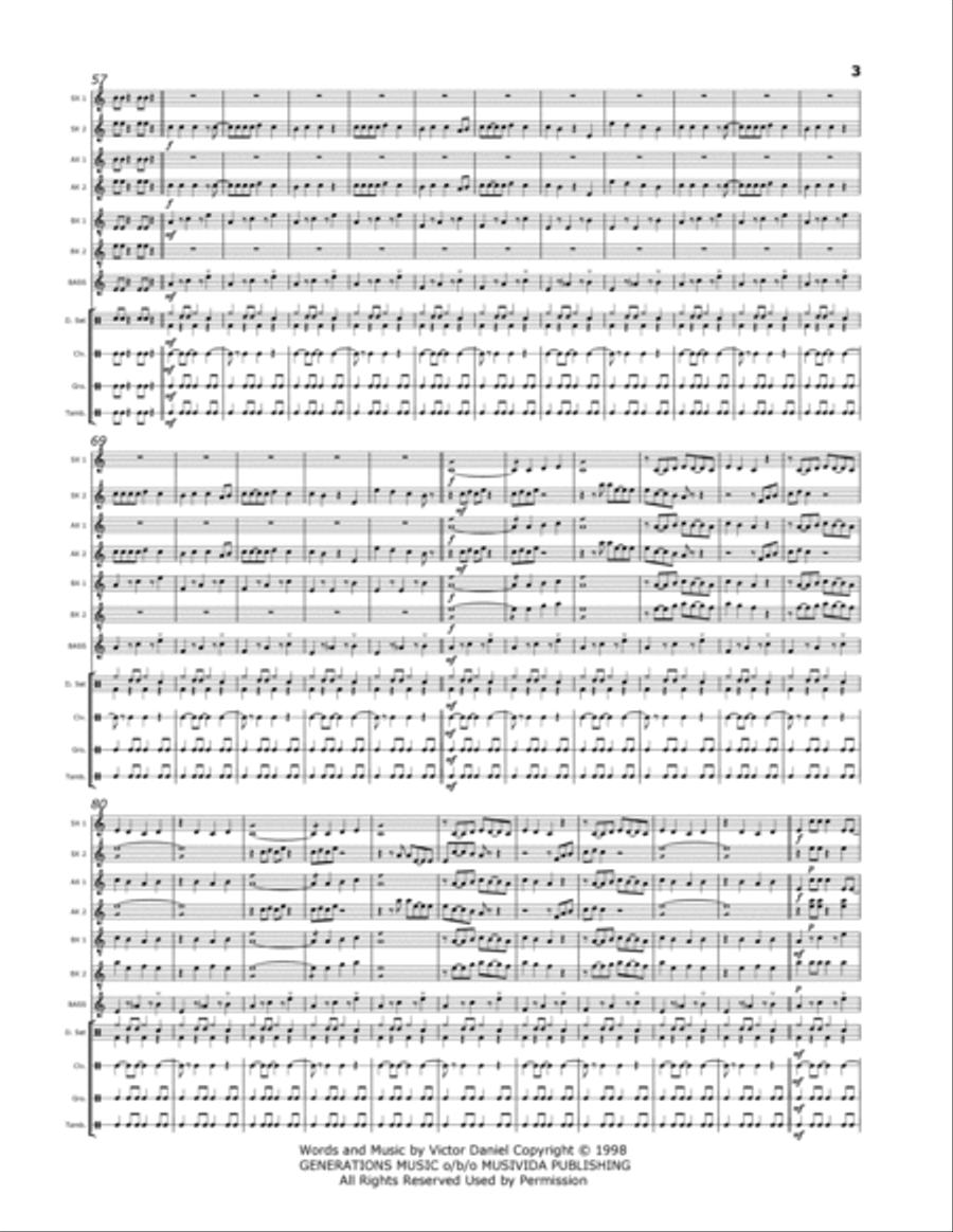 La Vida Es Un Carnaval Percussion Ensemble scores gallery preview page 3