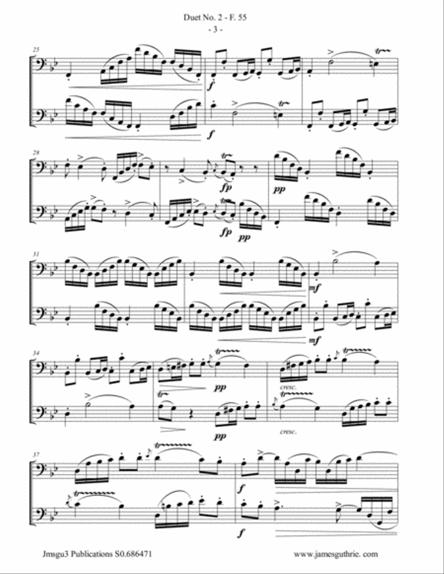 WF Bach: Duet No. 2 for Trombone Duo Trombone Duet scores gallery preview page 3