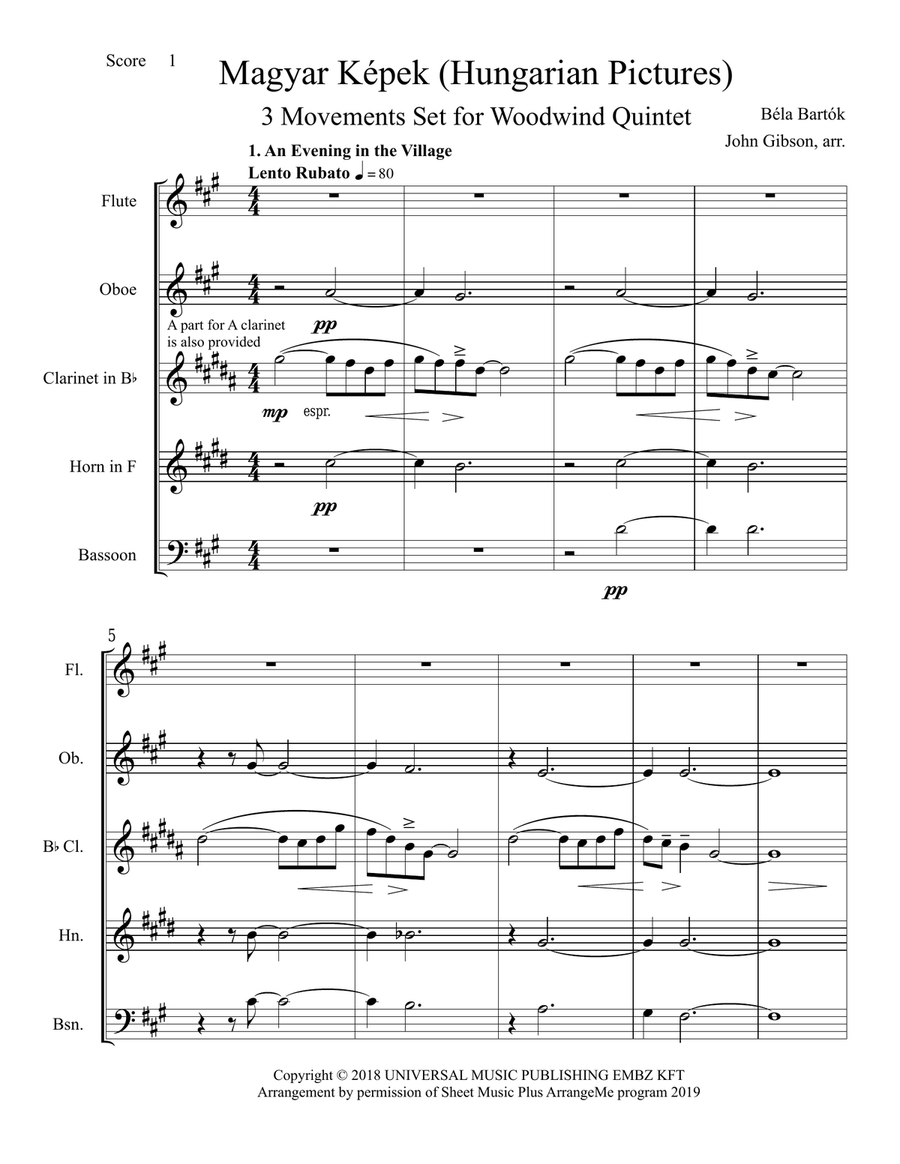 Magyar Kepek Woodwind Quintet scores gallery preview page 2