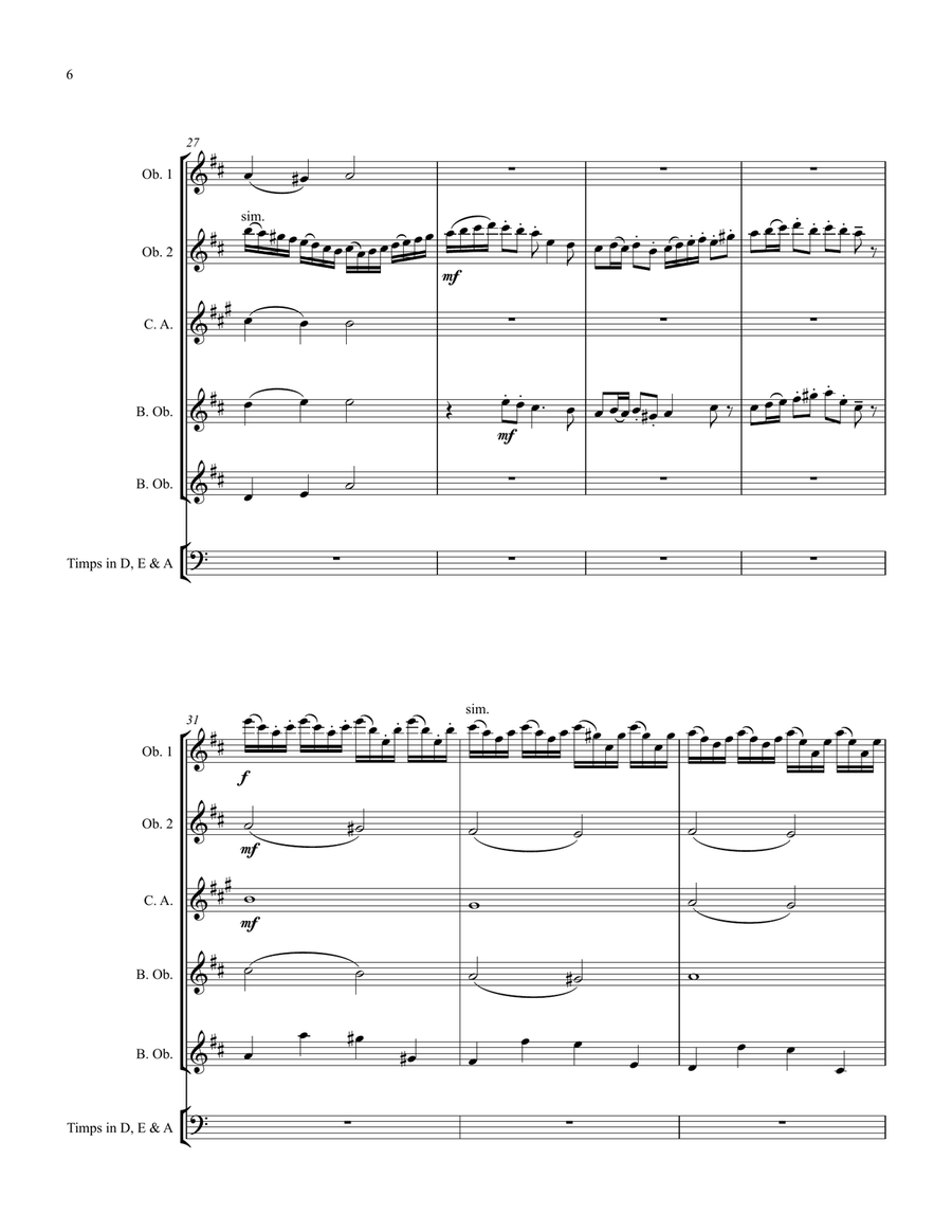 The Arrival of the Queen of Sheba for Oboe Consort Woodwind Quintet scores gallery preview page 6