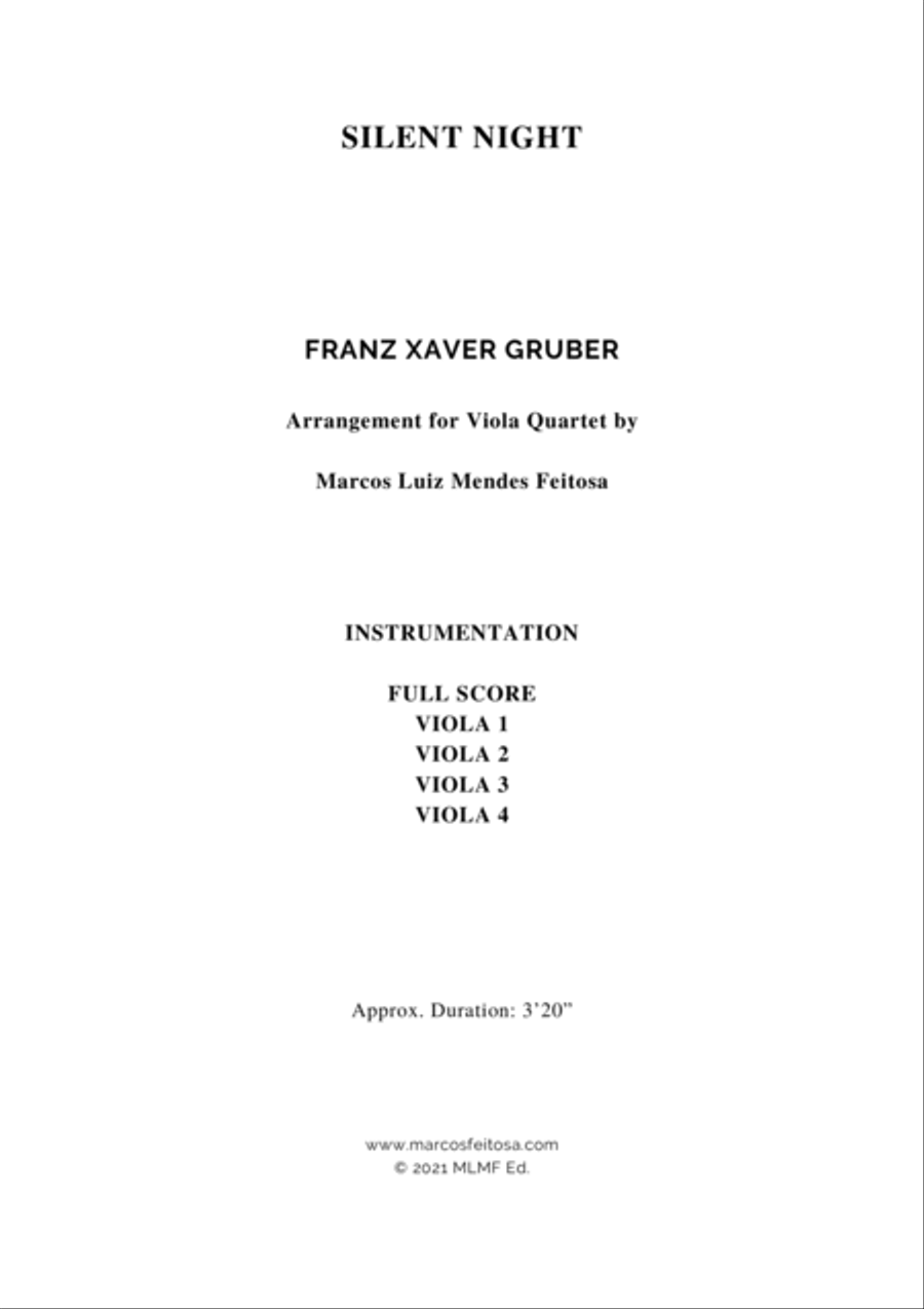 Silent Night - Viola Quartet String Quartet scores gallery preview page 2