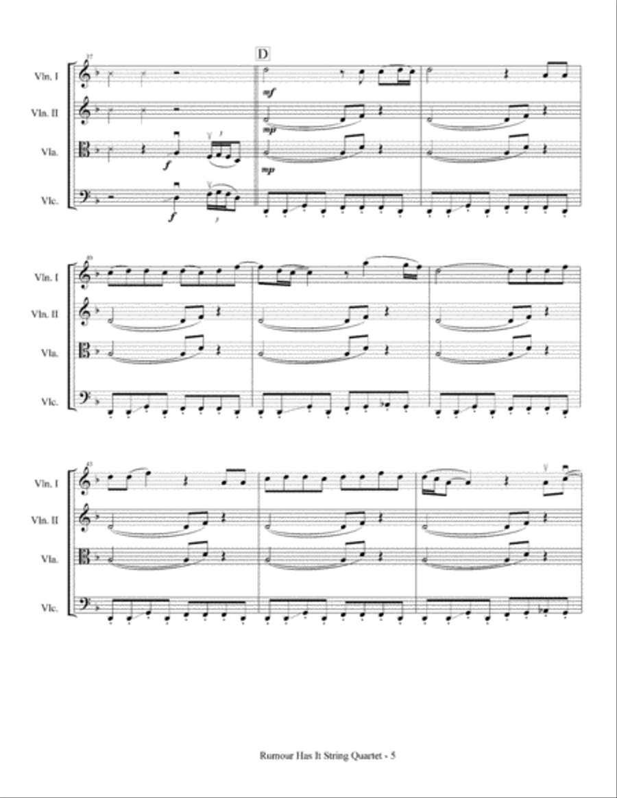 Rumour Has It String Quartet scores gallery preview page 6