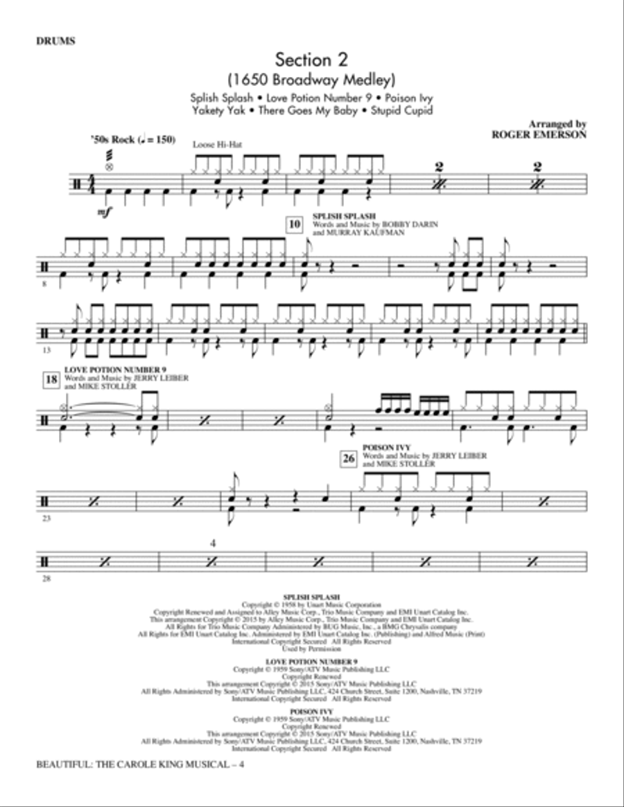 Beautiful: The Carole King Musical (Choral Selections) - Drums Choir scores gallery preview page 4