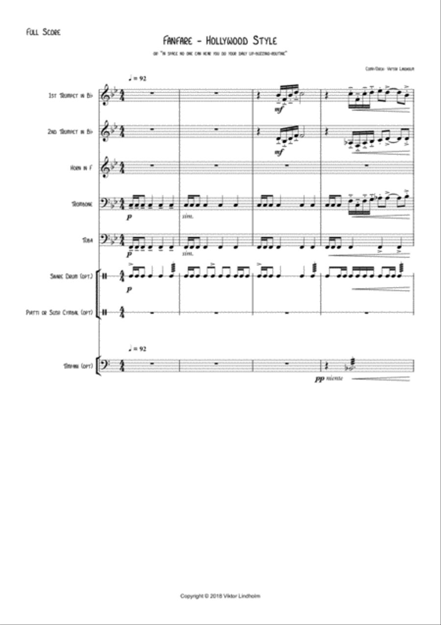 Fanfare - Hollywood Style, for brass quintet Brass Quintet scores gallery preview page 1