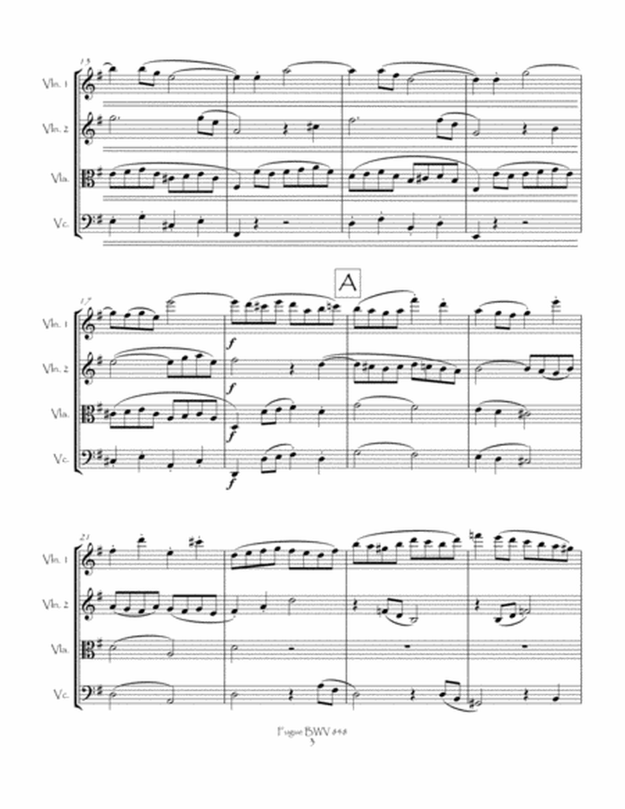Fugue BWV 848 from the Well-Tempered Clavier, Book 1 for String Quartet image number null