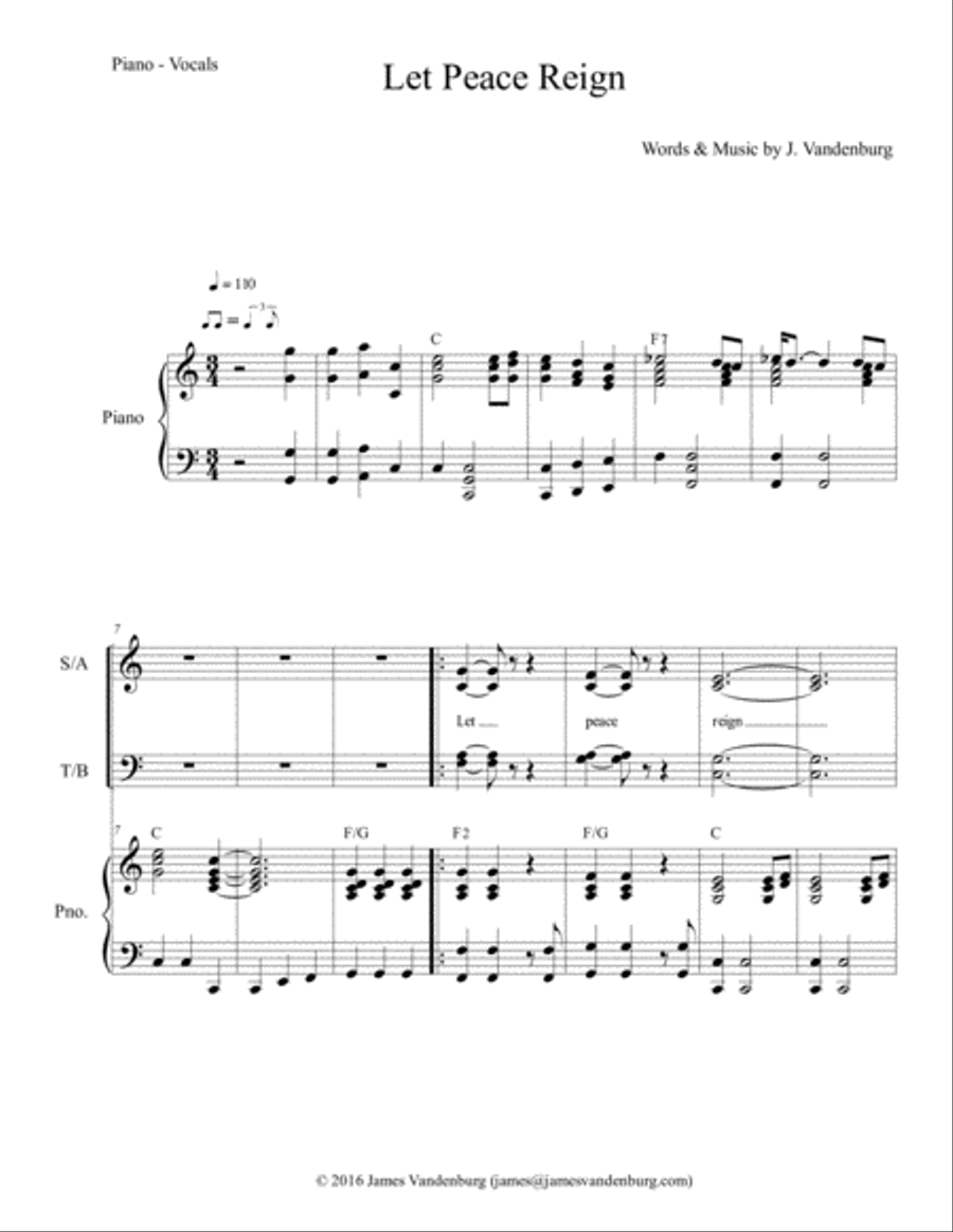 Let Peace Reign Let Peace Reign 4-Part scores gallery preview page 1