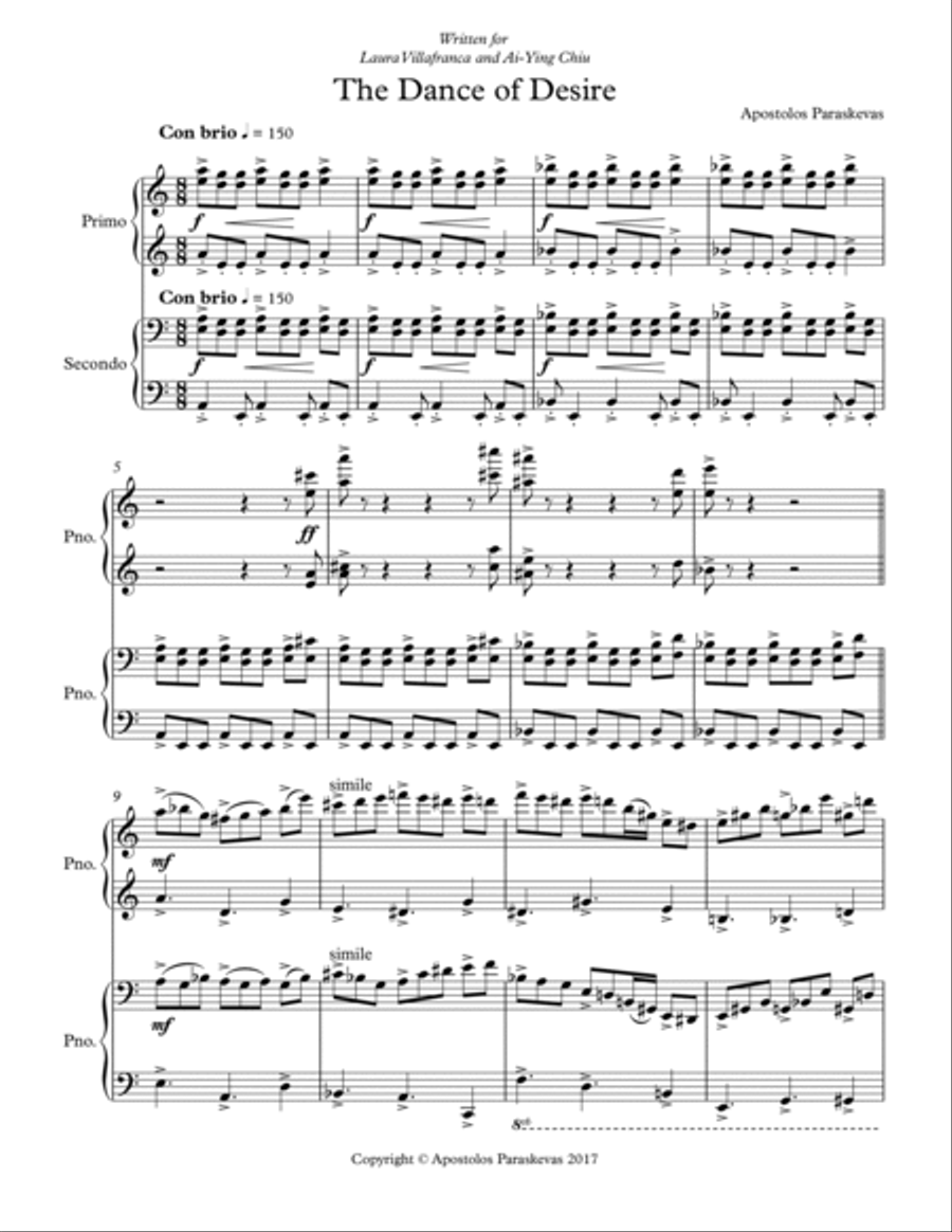 The Dance of Desire 2 Pianos, 4-Hands scores gallery preview page 5