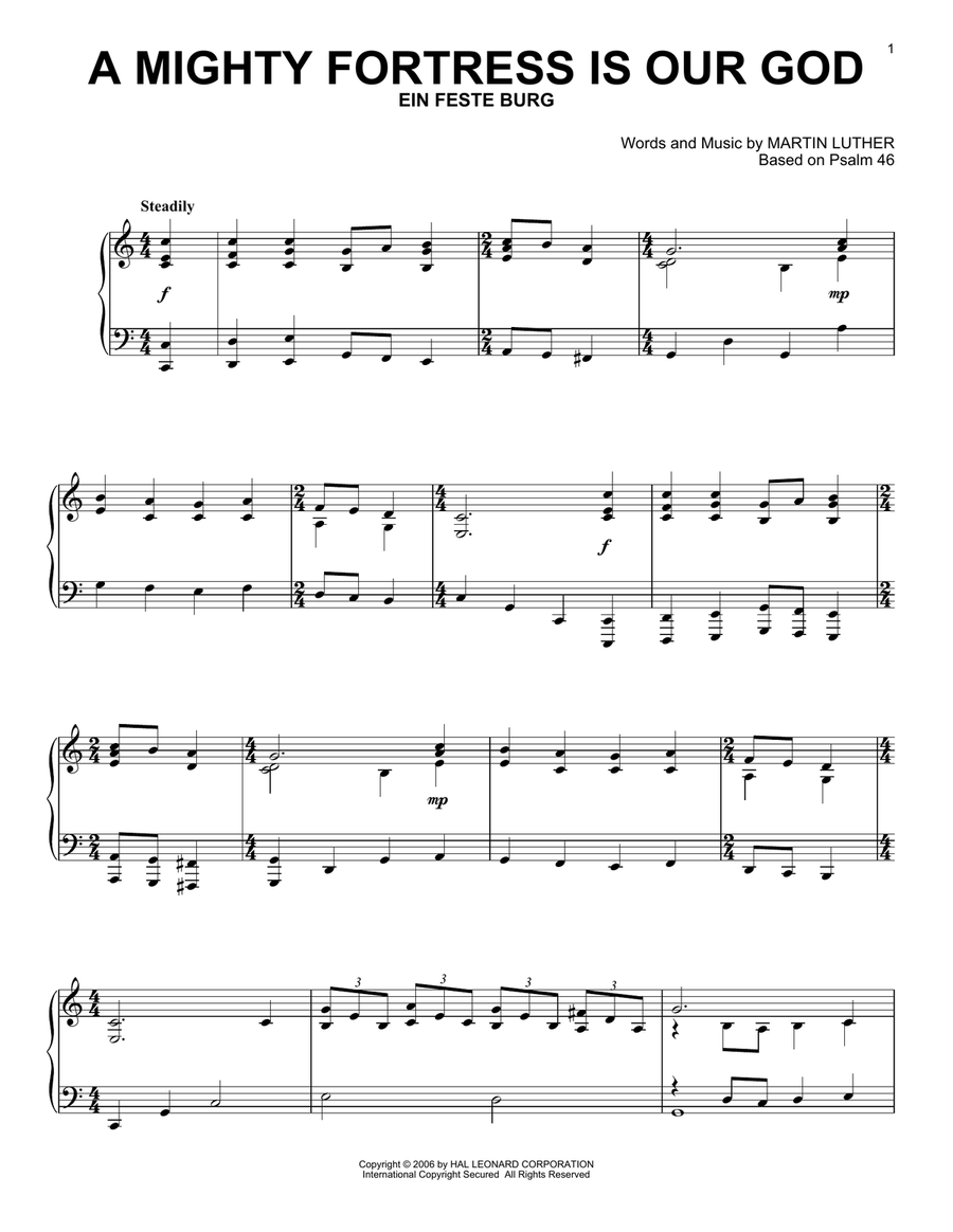 A Mighty Fortress Is Our God Piano Solo scores gallery preview page 1