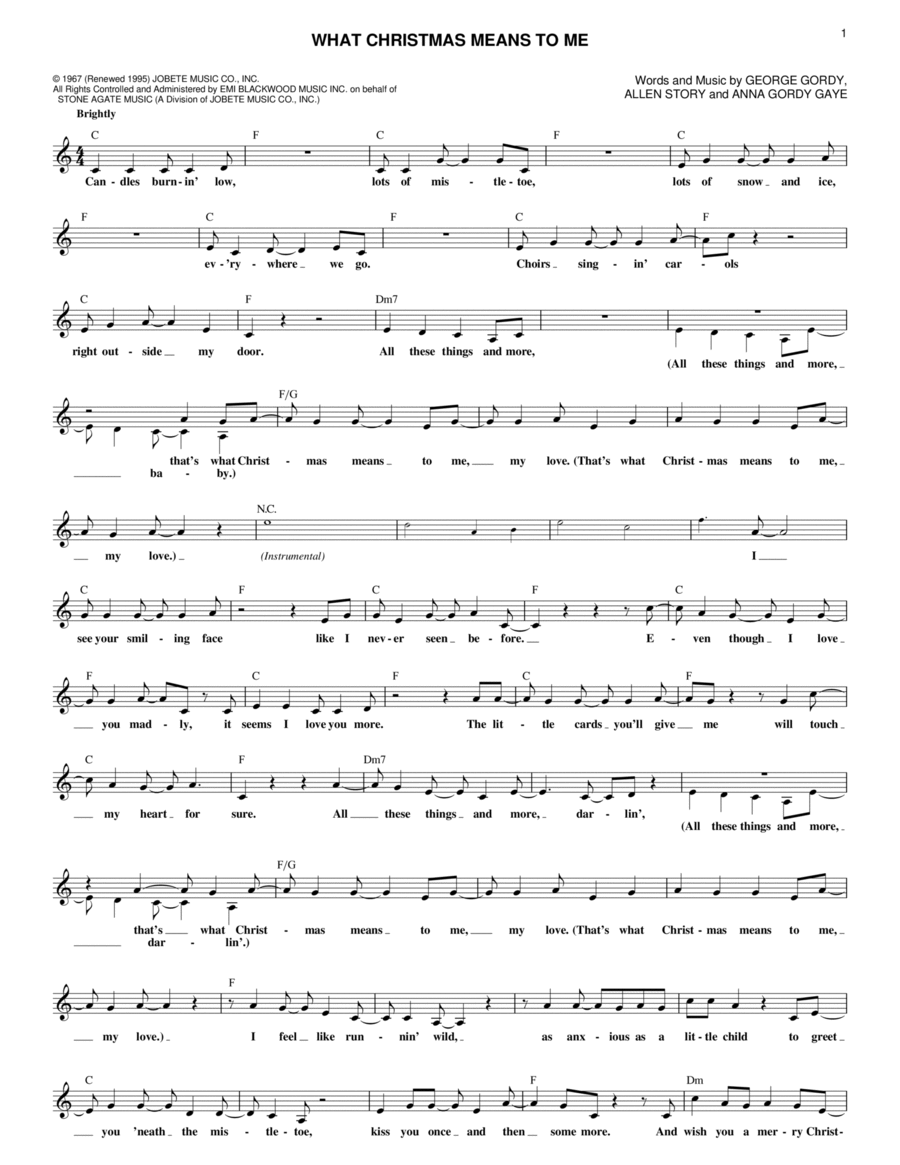 What Christmas Means To Me Piano scores gallery preview page 1