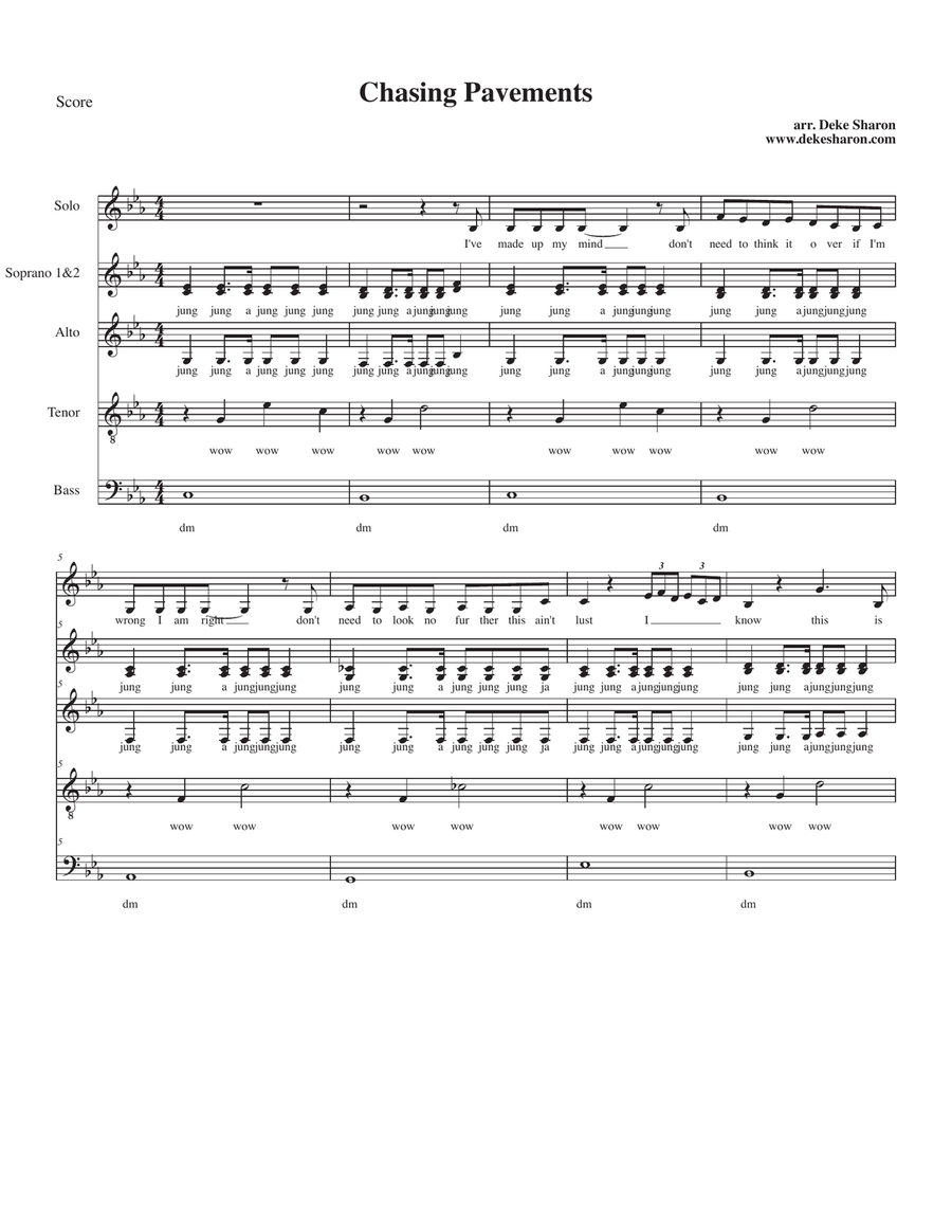 Chasing Pavements 4-Part scores gallery preview page 1