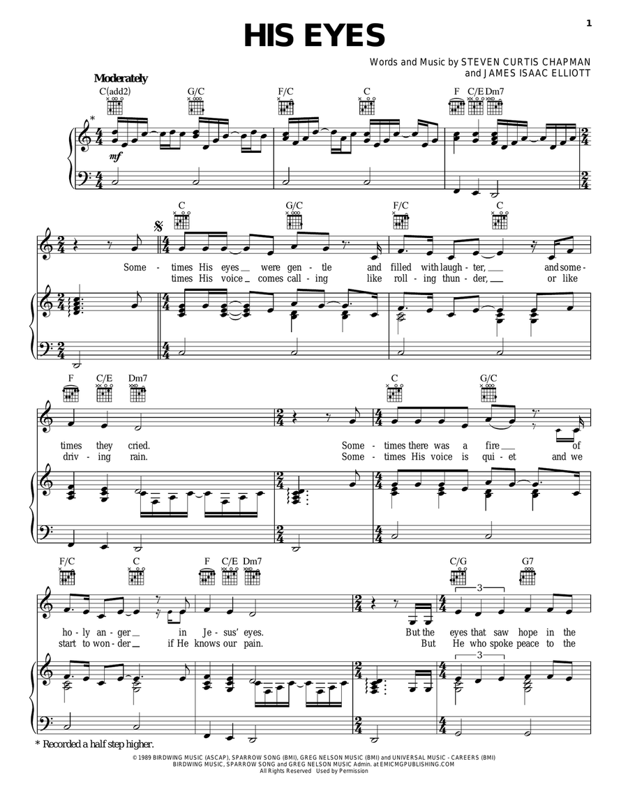 His Eyes Guitar scores gallery preview page 1