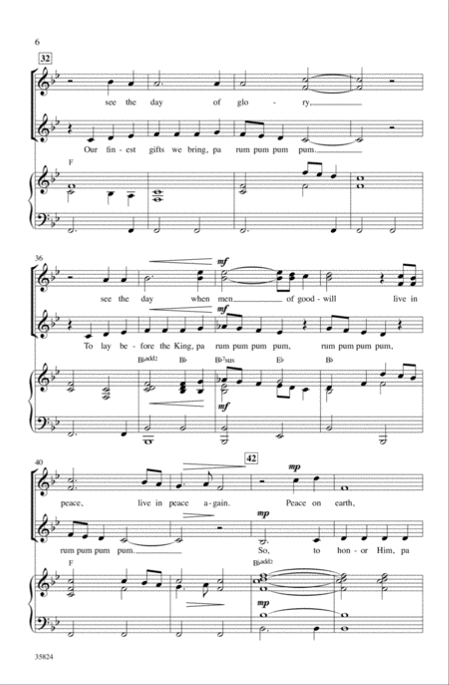 The Little Drummer Boy / Peace on Earth Choir scores gallery preview page 5