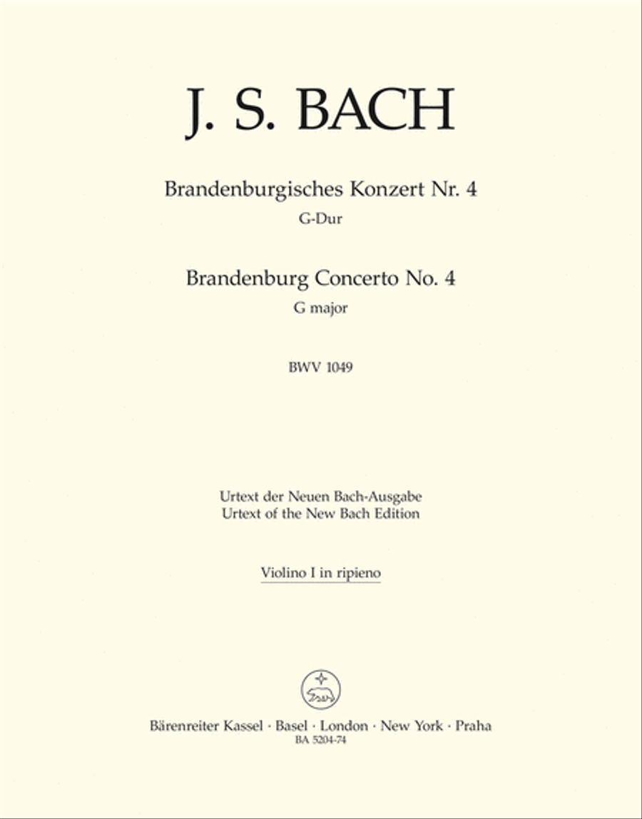 Brandenburg Concerto, No. 4 G major, BWV 1049 by Johann Sebastian Bach Violin - Sheet Music