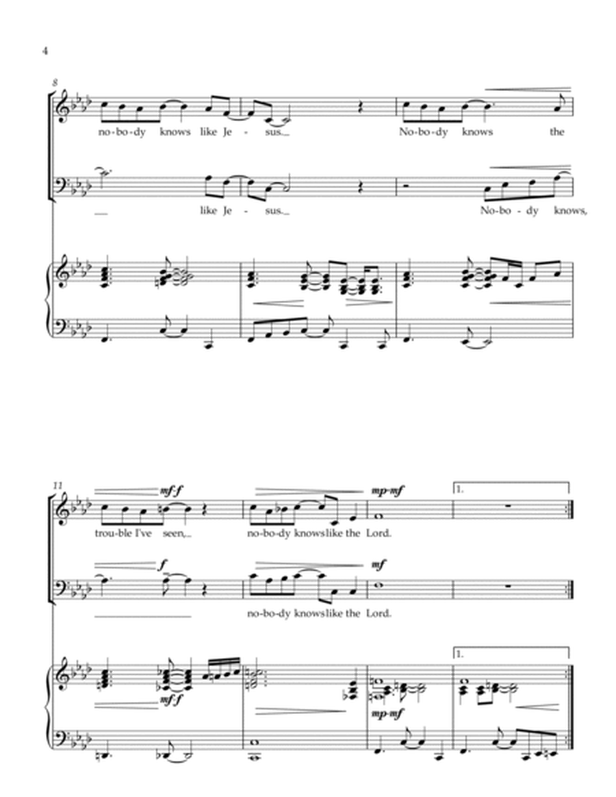 NOBODY KNOWS LIKE THE LORD - SATB, piano image number null