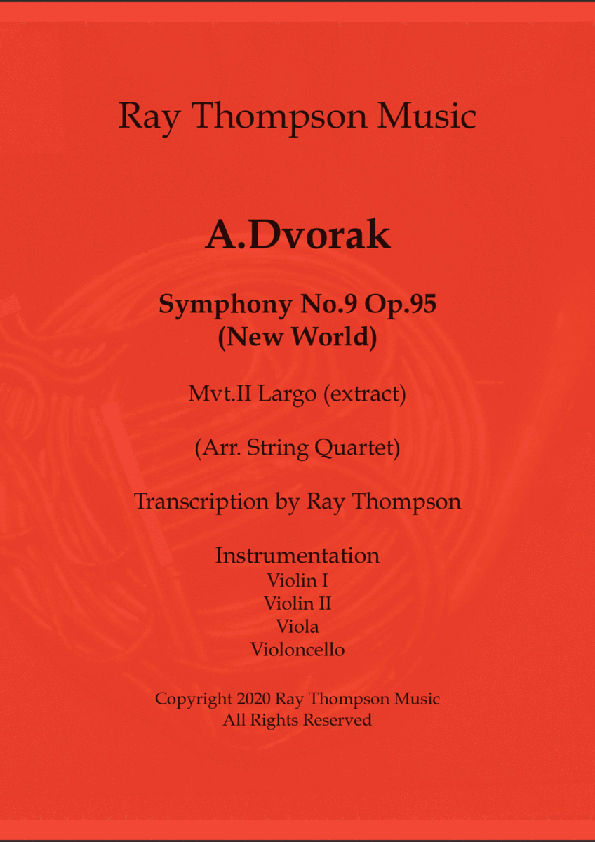 Dvorak: Largo (extract) from Symphony No.9 (New World) Op.95 - string quartet image number null
