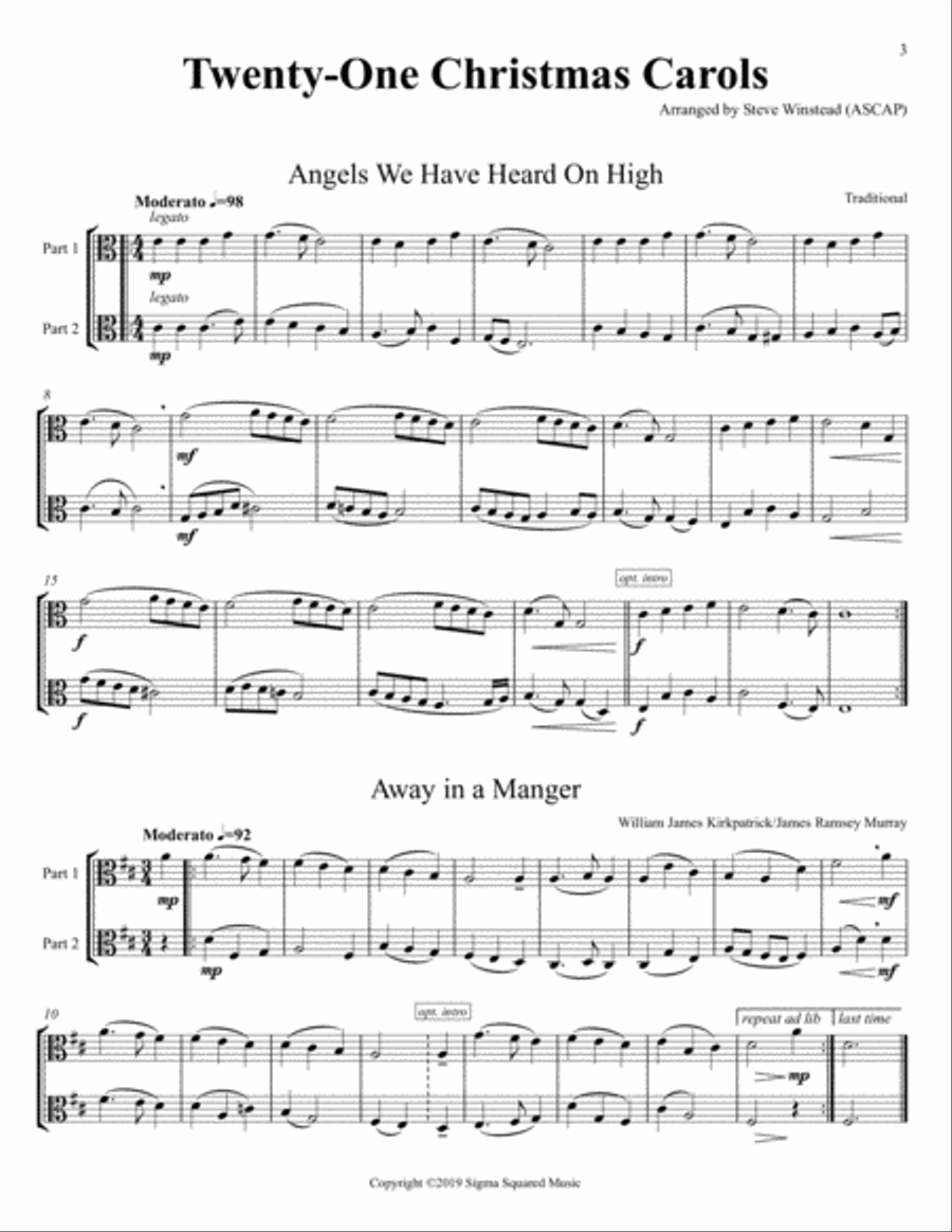 Twenty-One Christmas Carols for Viola Duet String Duet scores gallery preview page 3