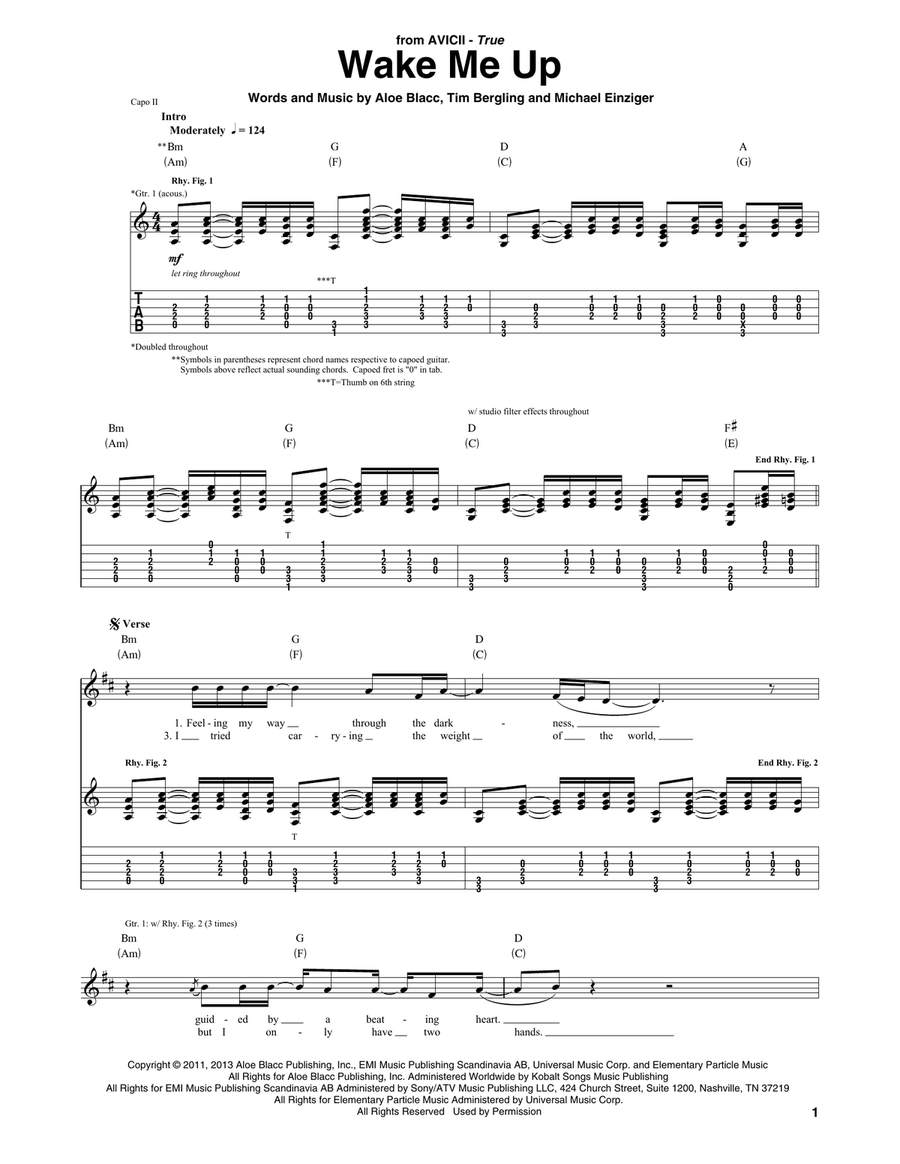 Wake Me Up Wake Me Up Acoustic Guitar scores gallery preview page 1