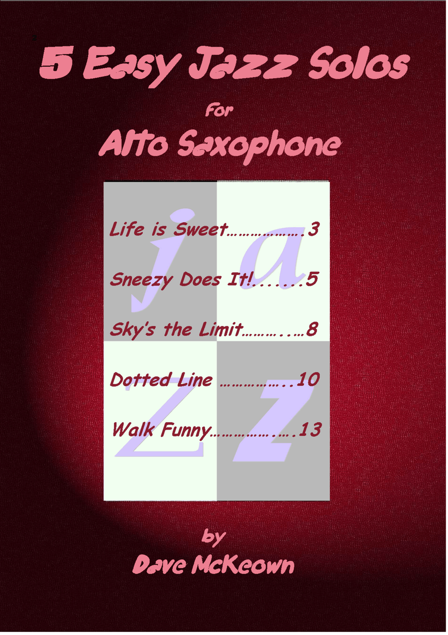 5 Easy Jazz Solos for Alto Saxophone and Piano Alto Saxophone scores gallery preview page 2