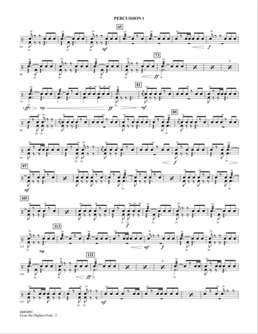 From the Highest Peak - Percussion 1 Percussion scores gallery preview page 2