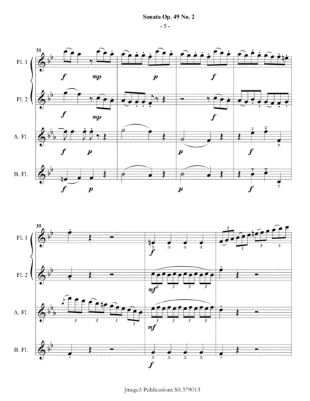 Beethoven: Sonata Op. 49 No. 2 for Flute Quartet image number null