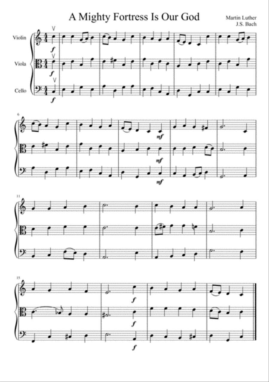 A Mighty Fortress is Our God String Trio scores gallery preview page 2