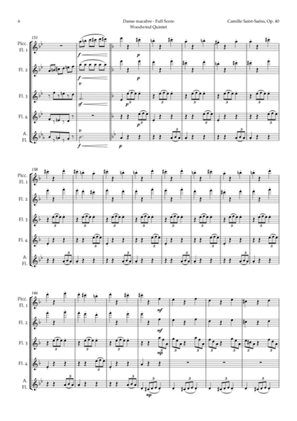 Danse Macabre by Camille Saint-Saens for Flute Quintet by Camille Saint-Saens Woodwind Quintet - Digital Sheet Music