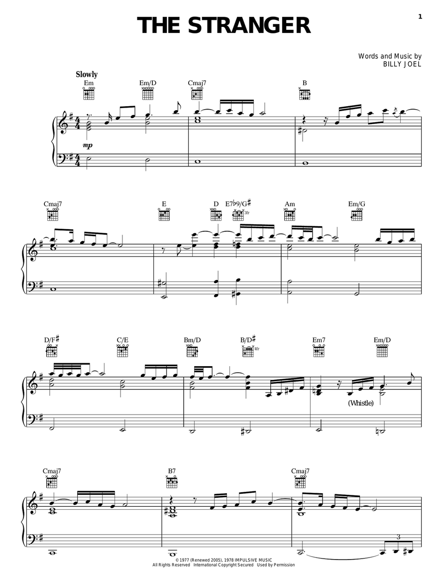 The Stranger Piano, Vocal, Guitar scores gallery preview page 1