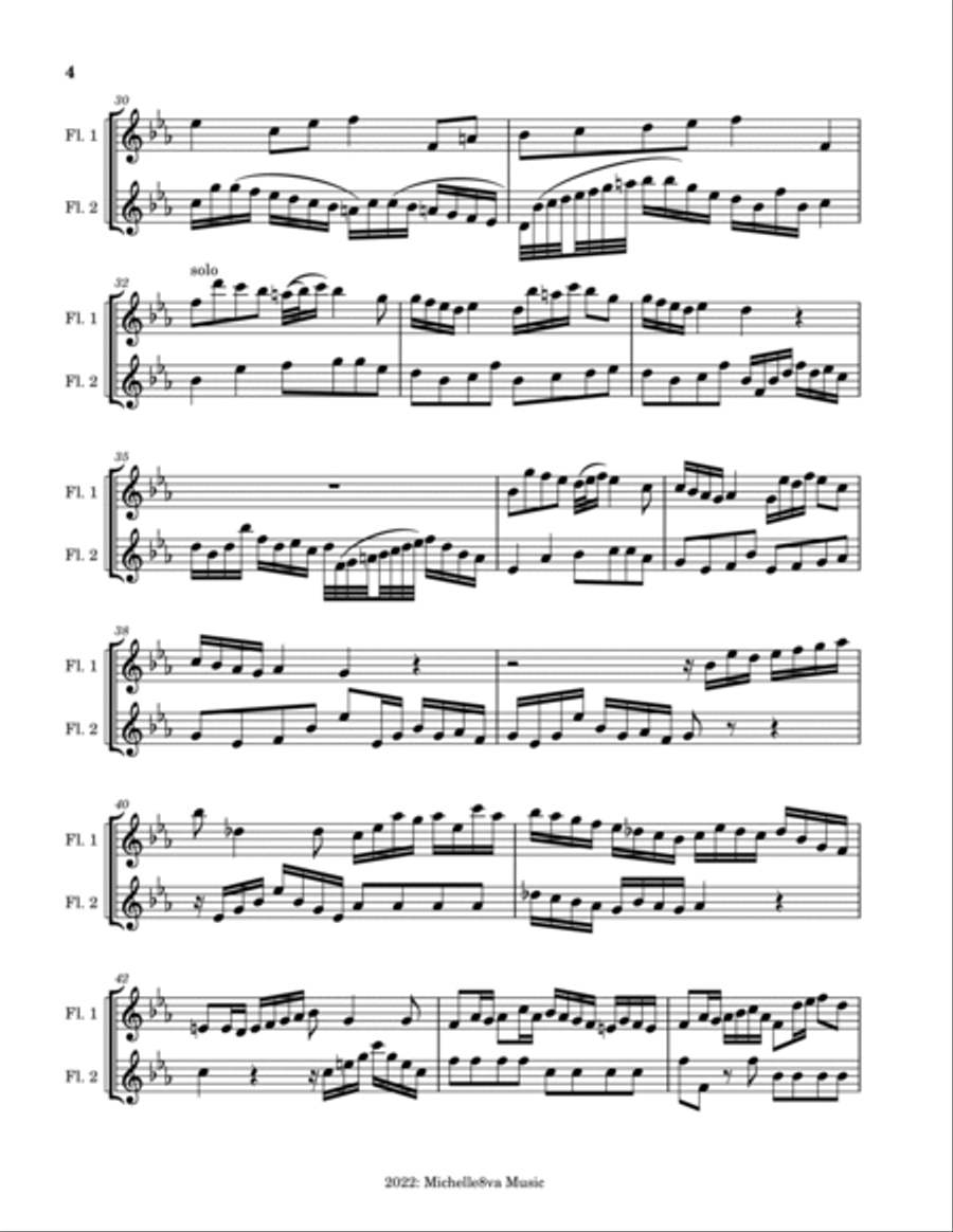 Sonata in E flat Major for flute--duet teaching version Flute Duet scores gallery preview page 4