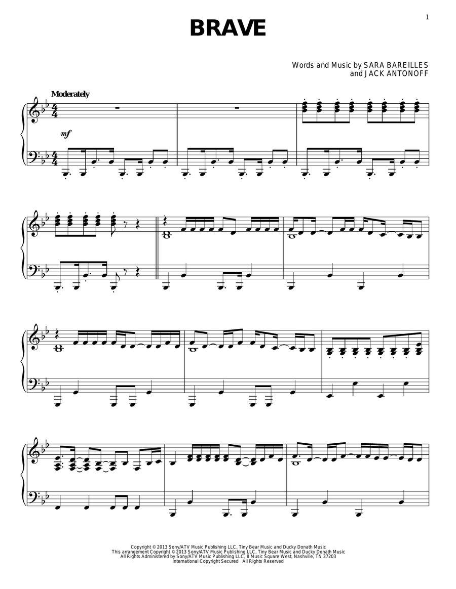Brave Piano Solo scores gallery preview page 1
