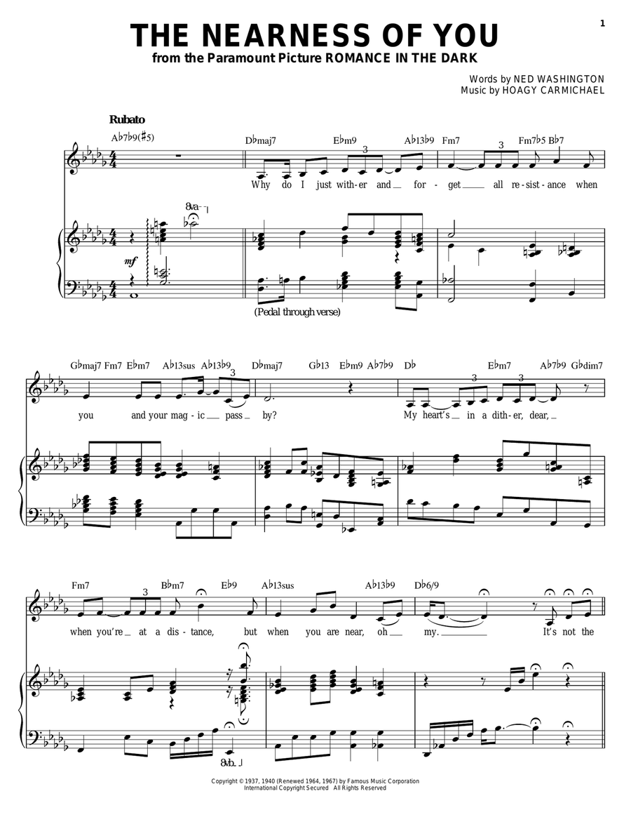 The Nearness Of You Piano, Vocal scores gallery preview page 1
