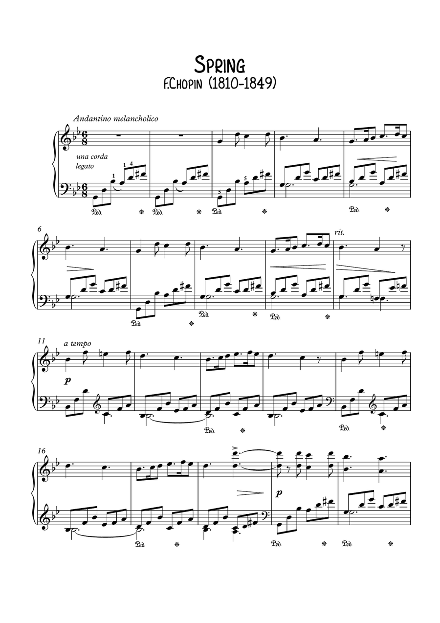 Spring by Chopin Piano Solo scores gallery preview page 1