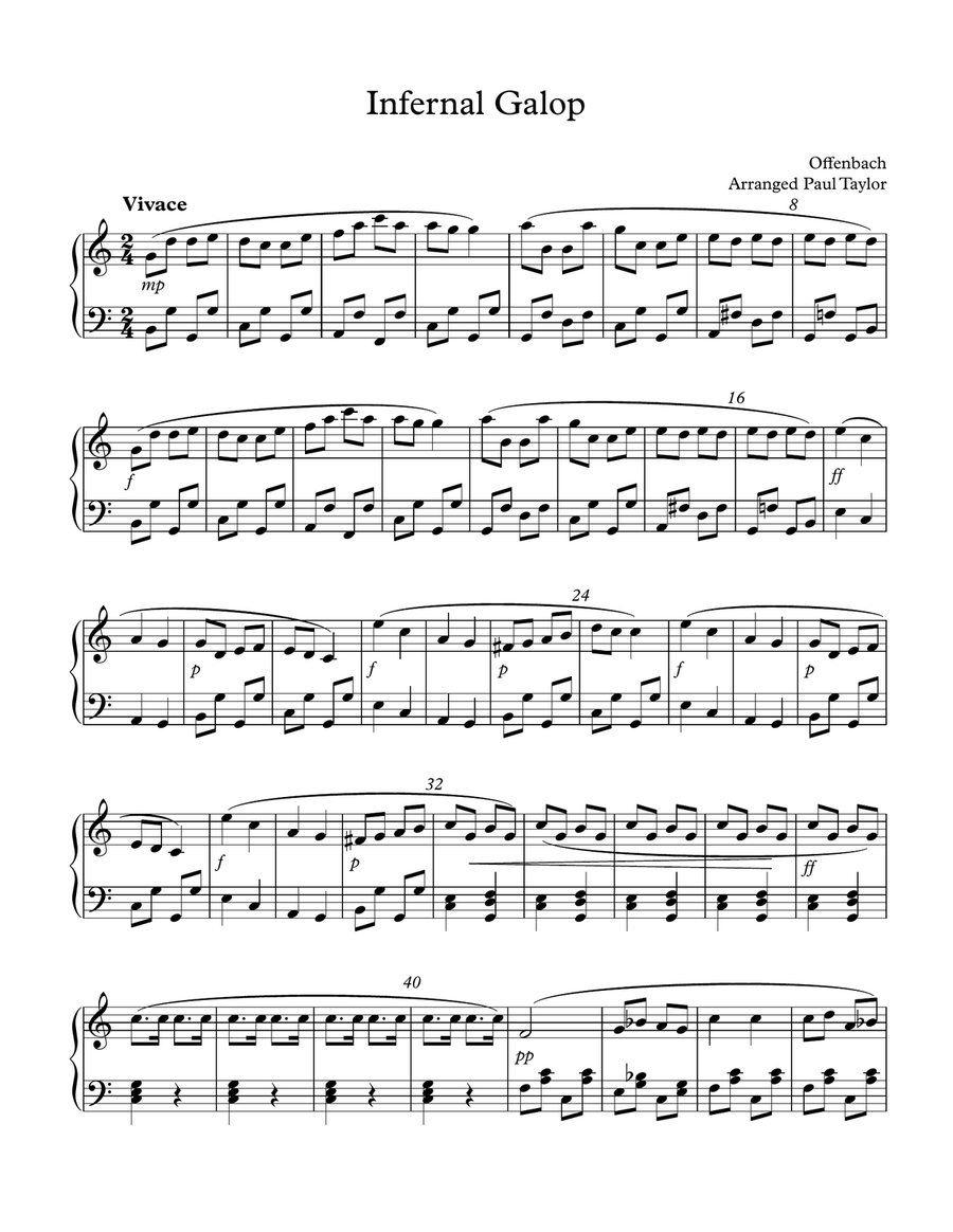 Infernal Galop (can-can music) Piano Solo scores gallery preview page 1