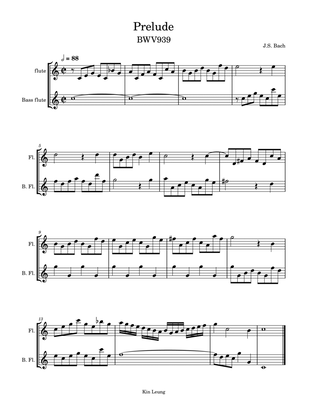 Prelude BWV 939 for flute and bass flute duet