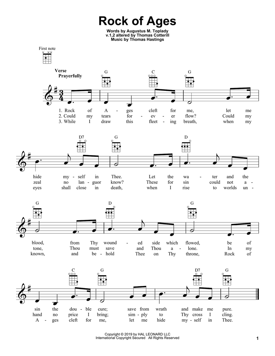 Rock Of Ages Ukulele scores gallery preview page 1