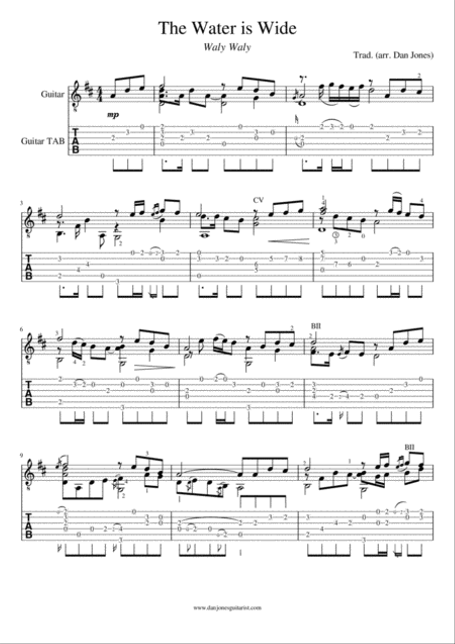 The Water is Wide (O Waly Waly) Acoustic Guitar scores gallery preview page 2