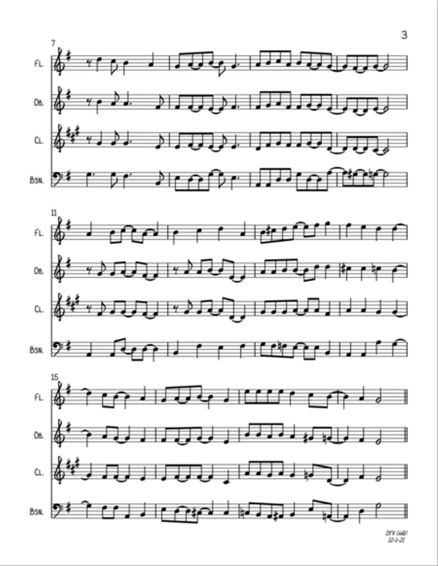 Deck The Halls (Wind Quartet) Woodwind Quartet scores gallery preview page 3