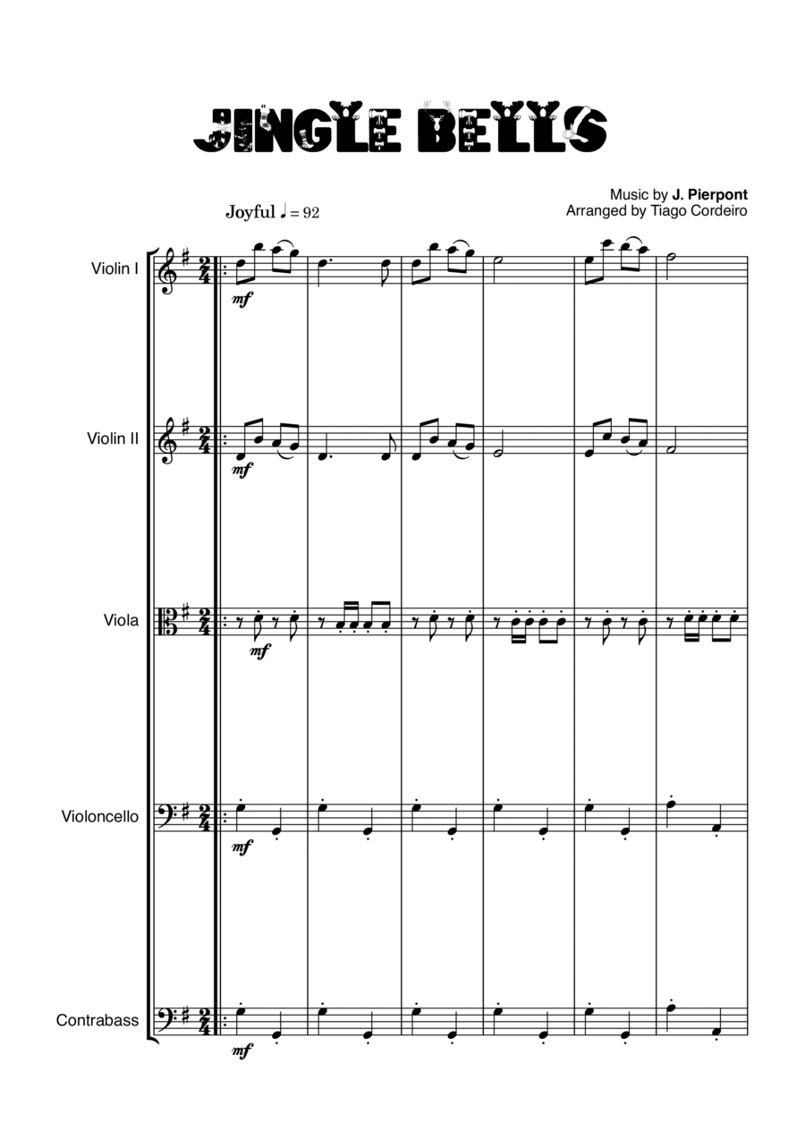 Jingle Bells String Quintet scores gallery preview page 1