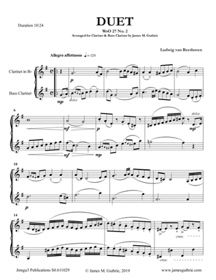 Book cover for Beethoven: Duet WoO 27 No. 2 for Clarinet & Bass Clarinet