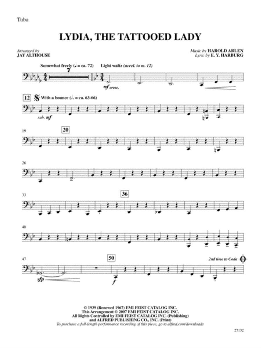 Lydia, the Tattooed Lady: Tuba Tuba scores gallery preview page 1