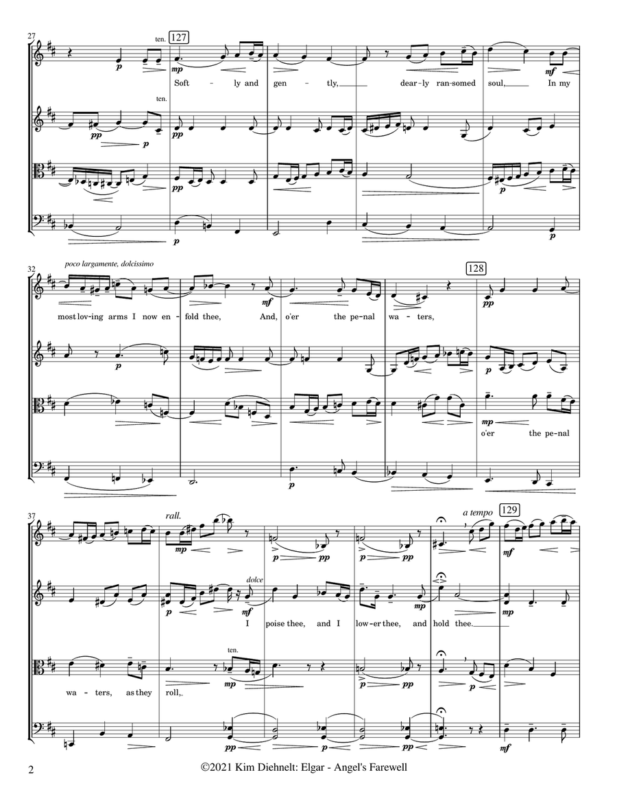 Elgar: Angel’s Farewell (Arr. Diehnelt, for String Quartet) String Quartet scores gallery preview page 3