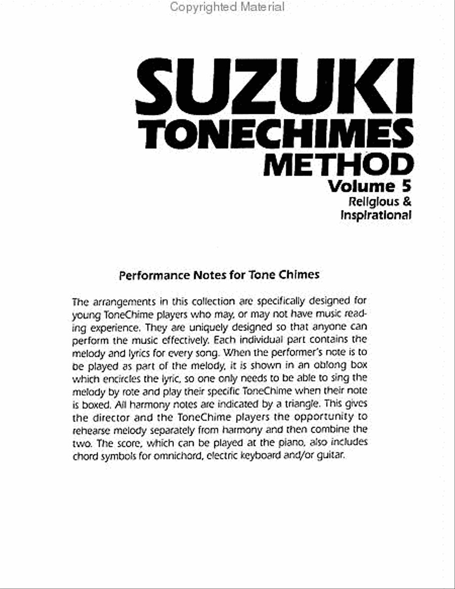 Suzuki Tonechimes Method: Inspirational Pack Handbell Choir scores gallery preview page 2