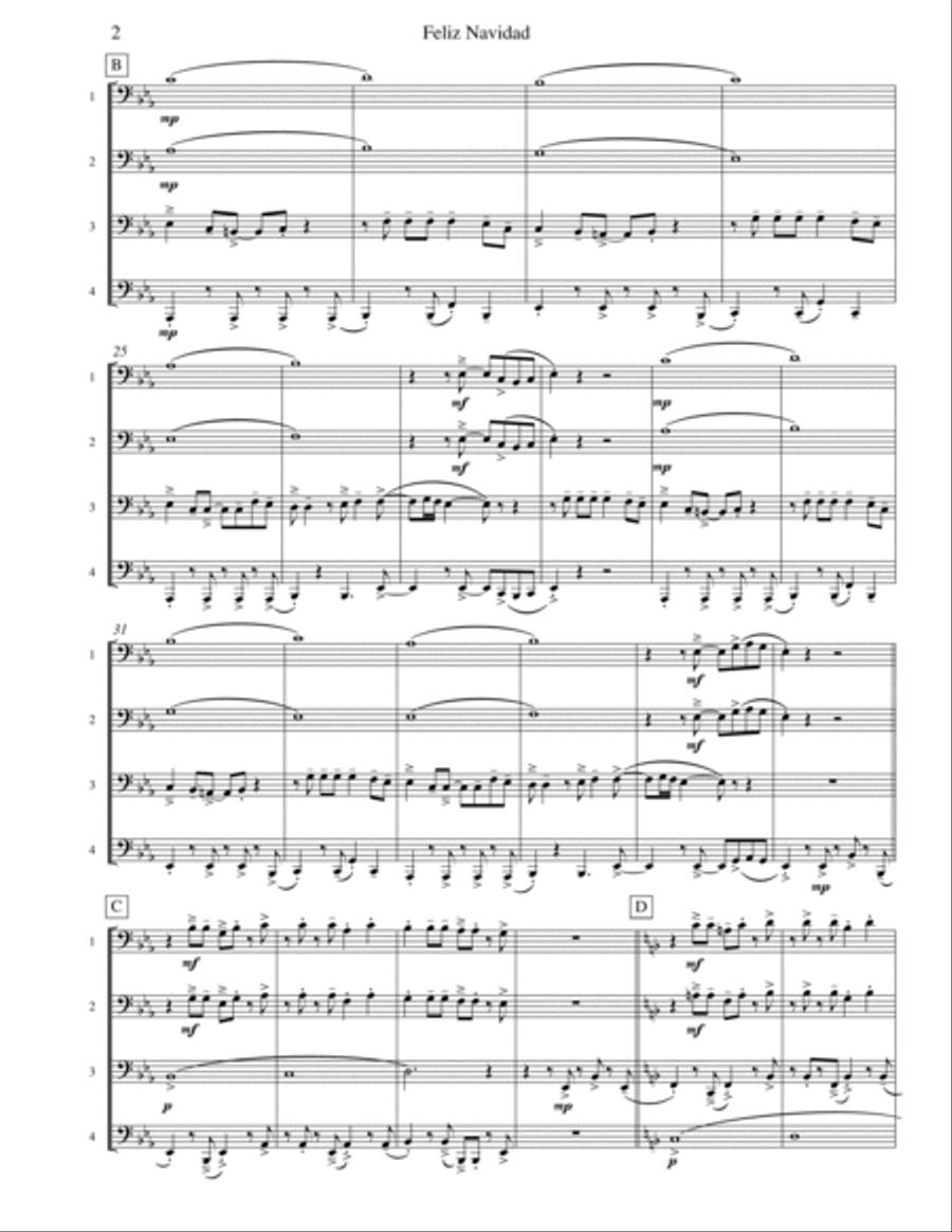 Feliz Navidad Brass Quartet scores gallery preview page 2