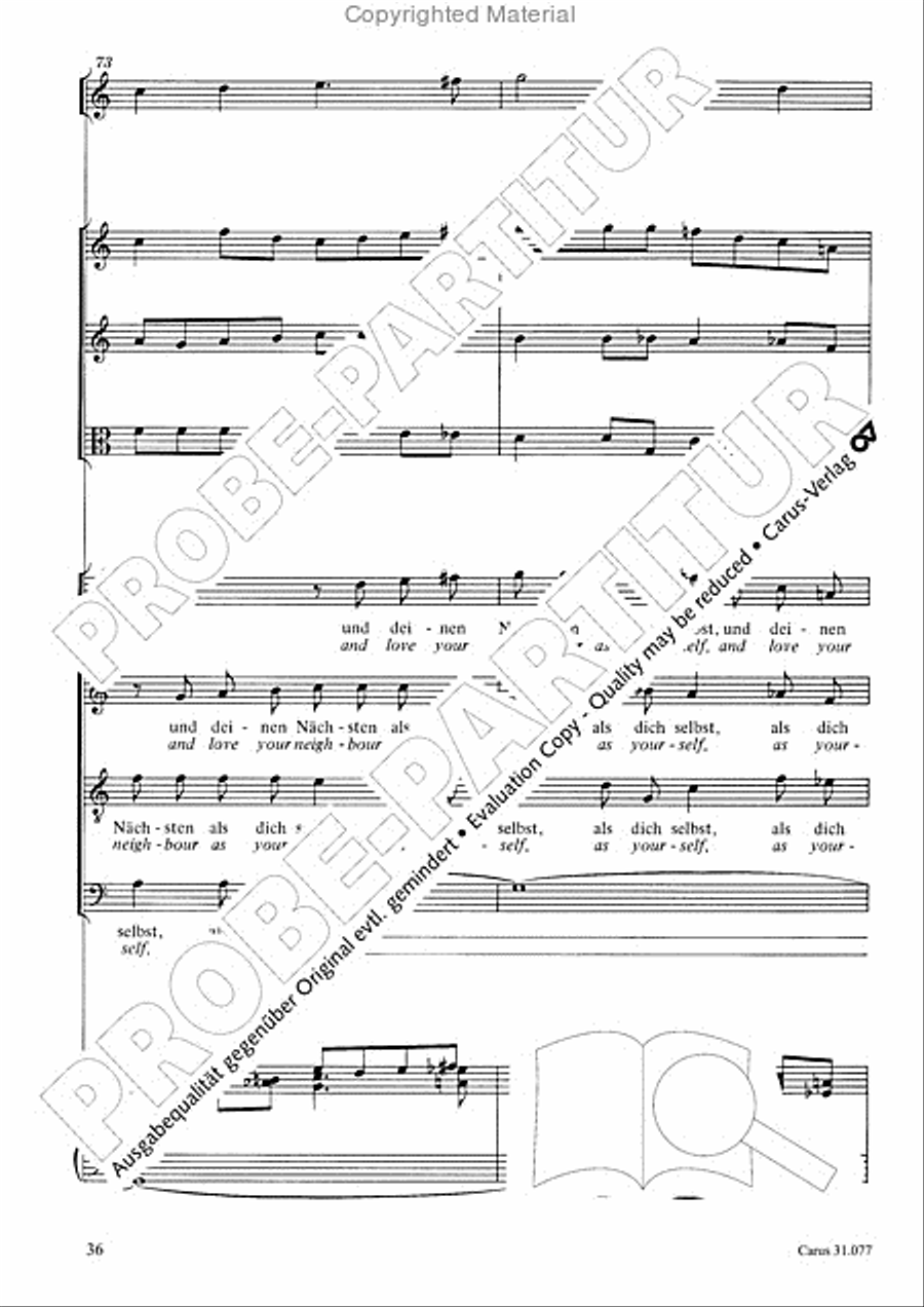 The Lord your God you shall now be loving (Du sollt Gott, deinen Herren, lieben) 4-Part scores gallery preview page 37