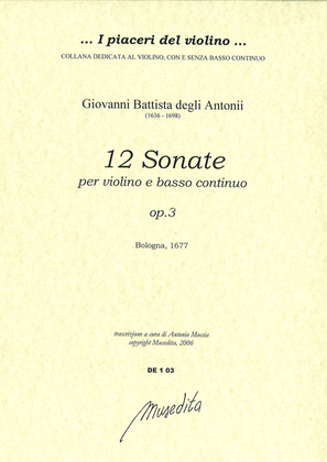 Book cover for 12 Sonate op.3 (Bologna, 1677)