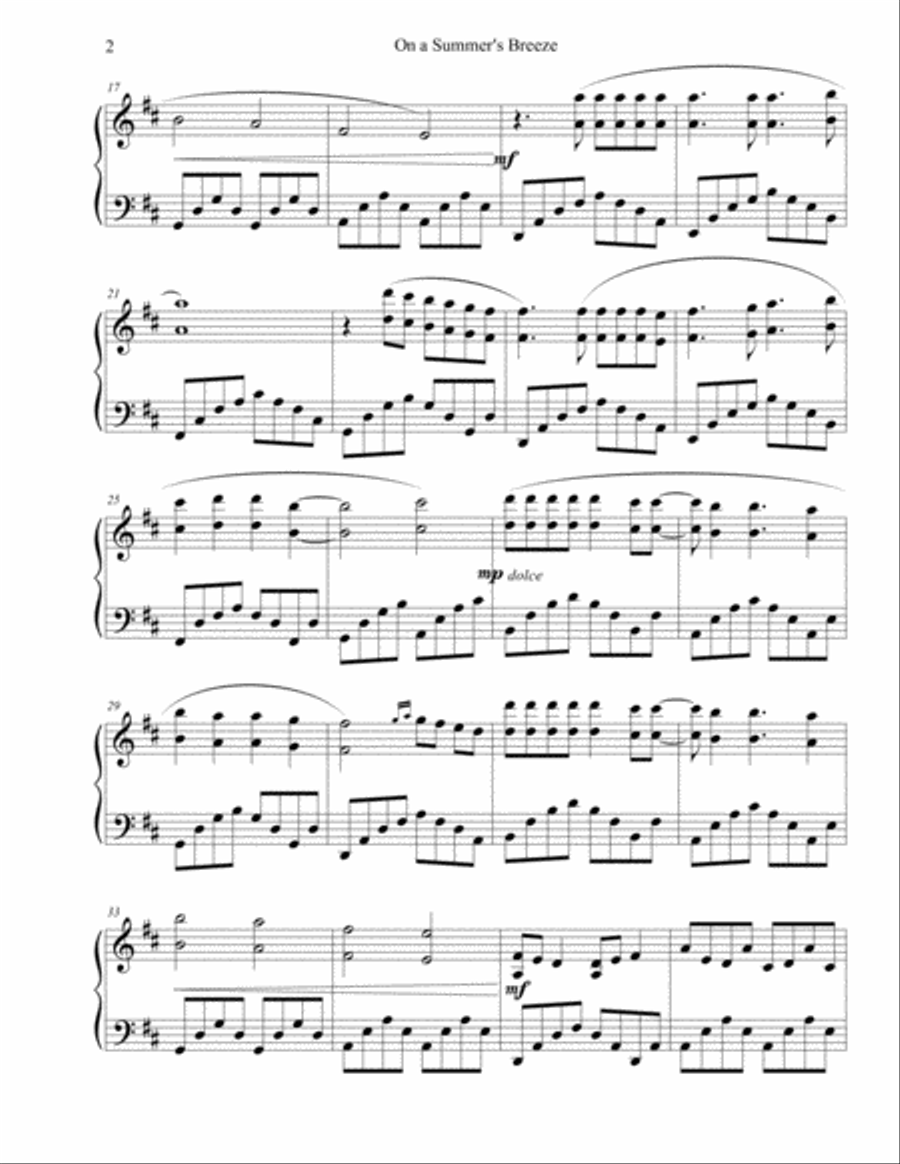 On a Summer's Breeze On a Summer's Breeze Piano Solo scores gallery preview page 2