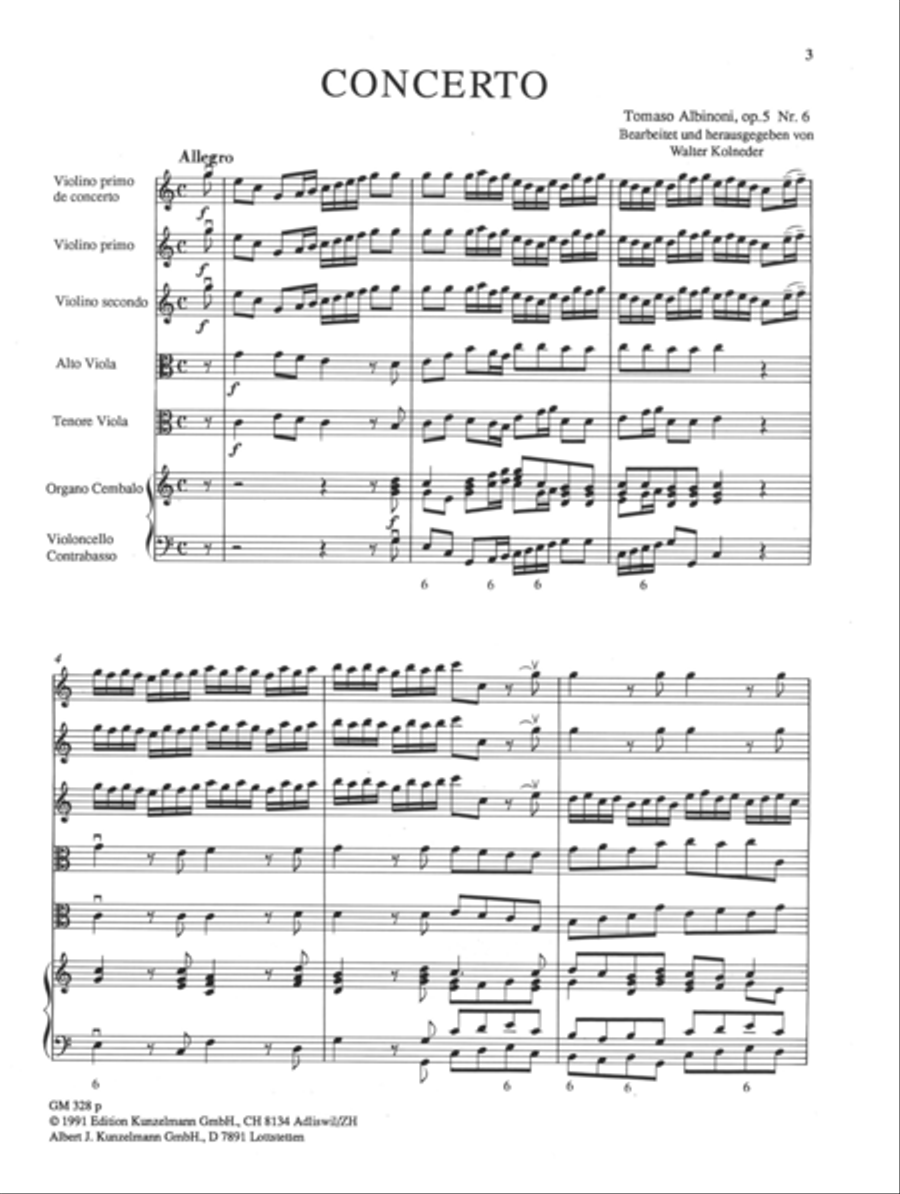 Concerto a cinque Op. 5/6 Violin scores gallery preview page 2