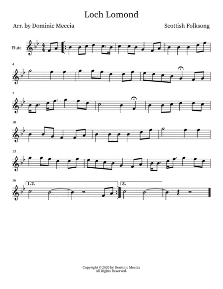 Loch Lomond Flute Solo scores gallery preview page 1