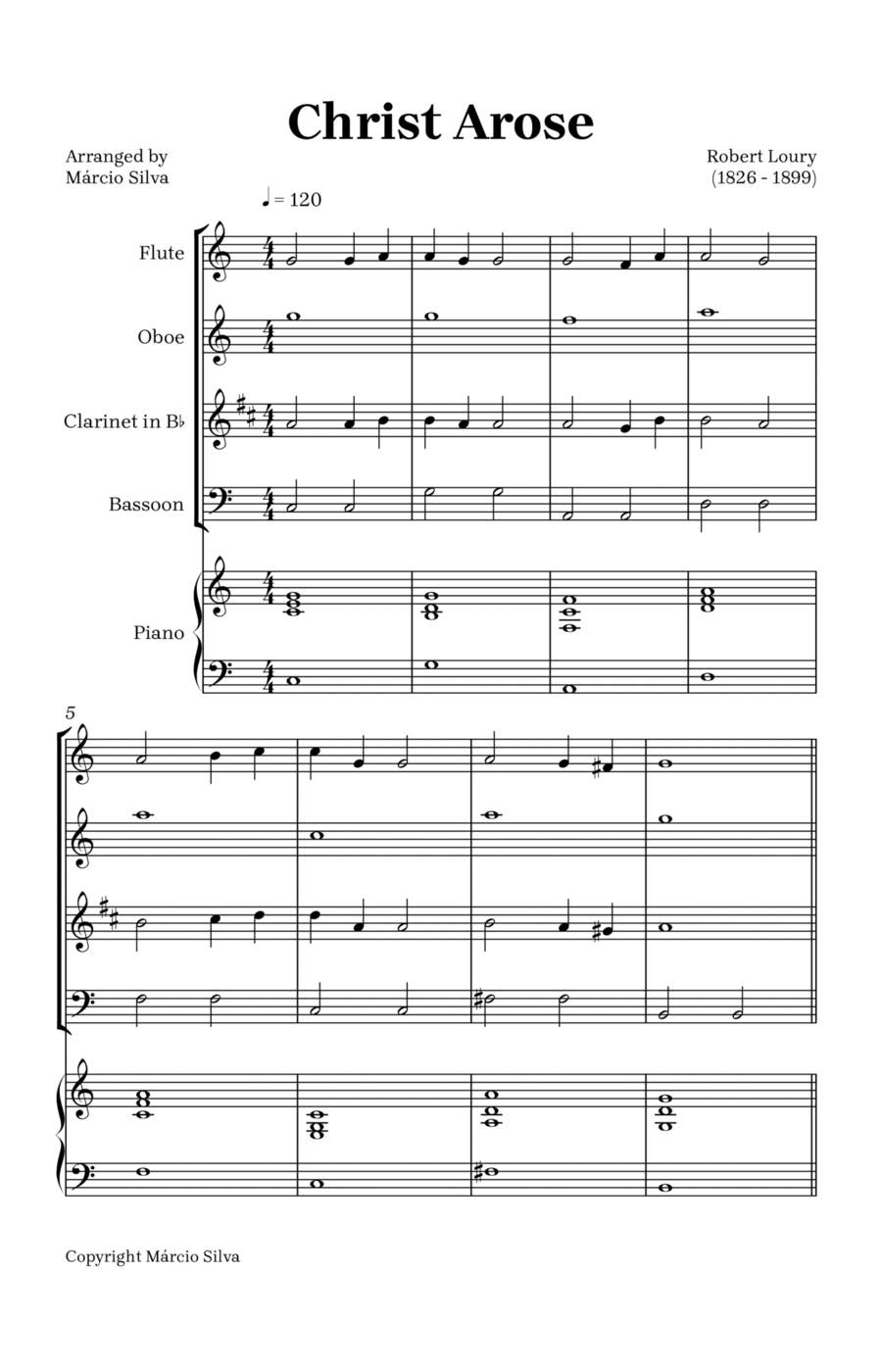 Christ Arose Woodwind Quartet scores gallery preview page 1