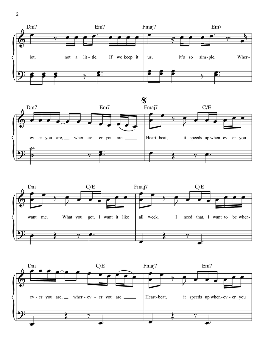 Heartbeat (from Lyle, Lyle, Crocodile) Easy Piano scores gallery preview page 2