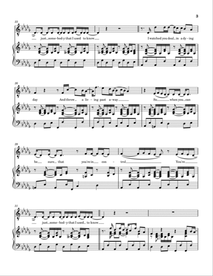 Somebody That I Used To Know Voice scores gallery preview page 3